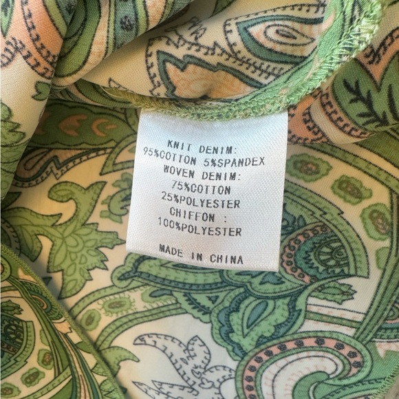 A.Z.I. New York Paisley Denim Chiffon Lattice Open Long Sleeve button Down Top S - Picture 13 of 15